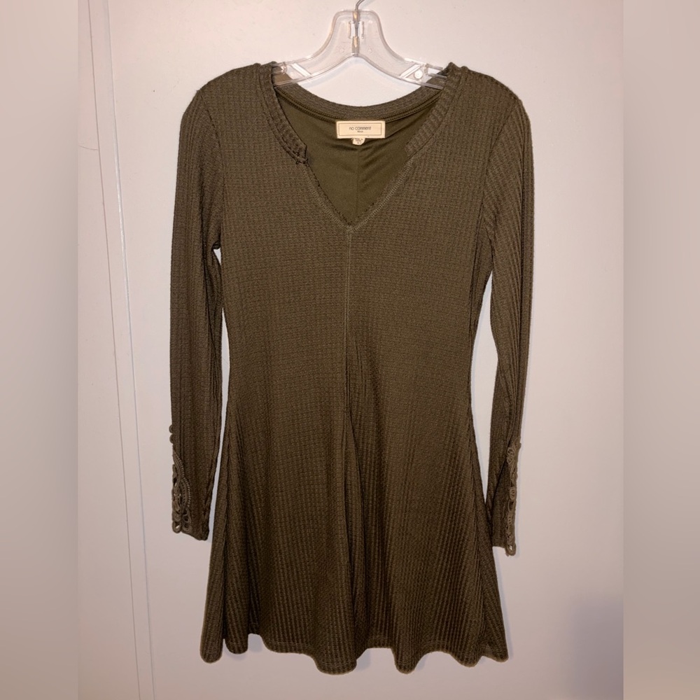 Olive Ribbed Long Sleeve Dress size small